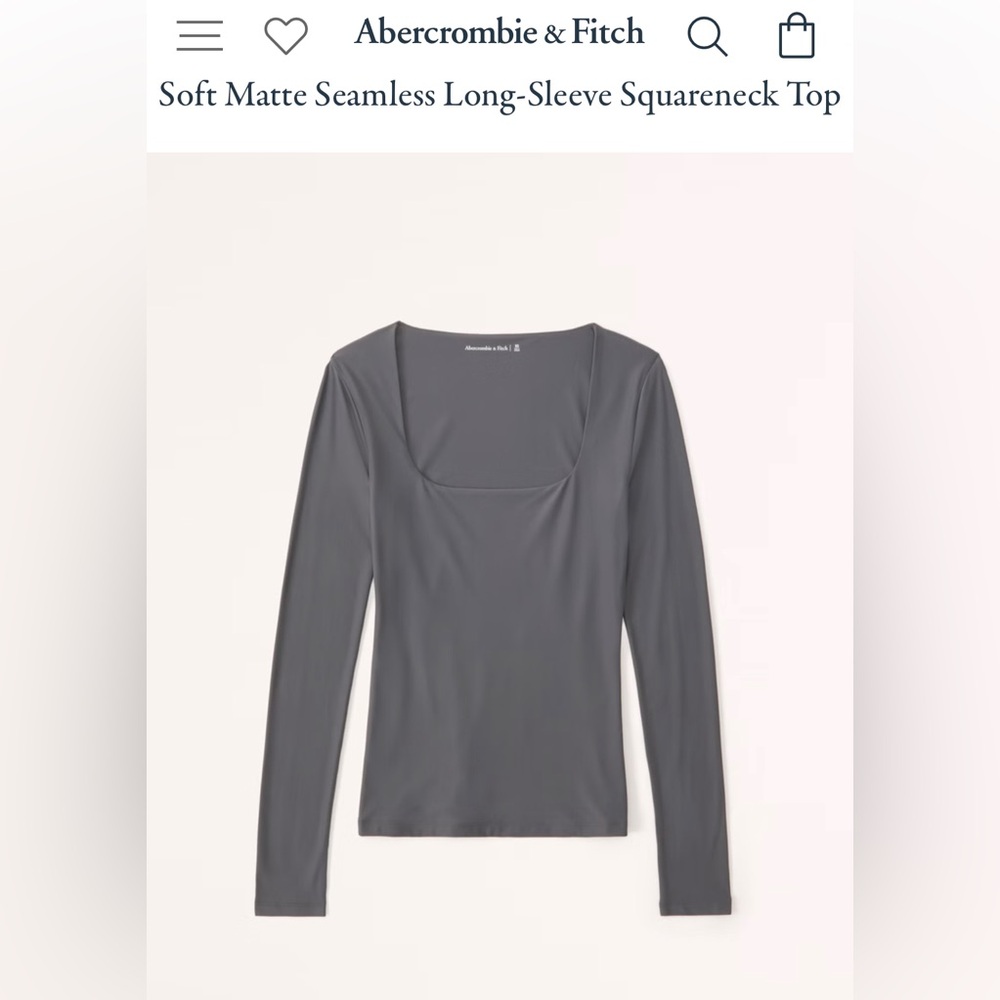 Soft Matte Grey Seamless Long-Sleeve Squareneck Top
